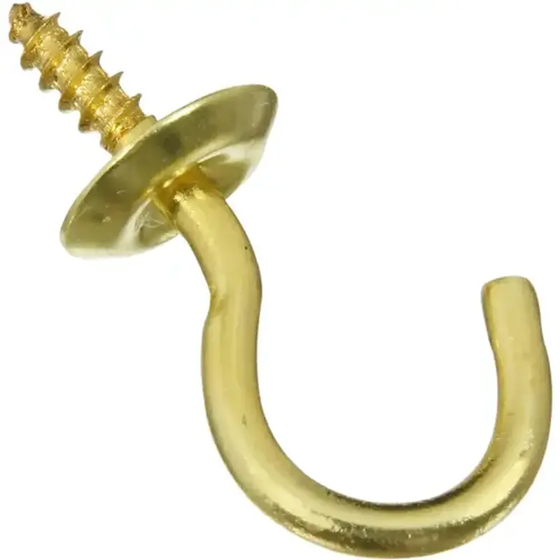 National Hardware N119-644 V2021 3/4" Cup Hook - pack of 5 - Polished Brass
