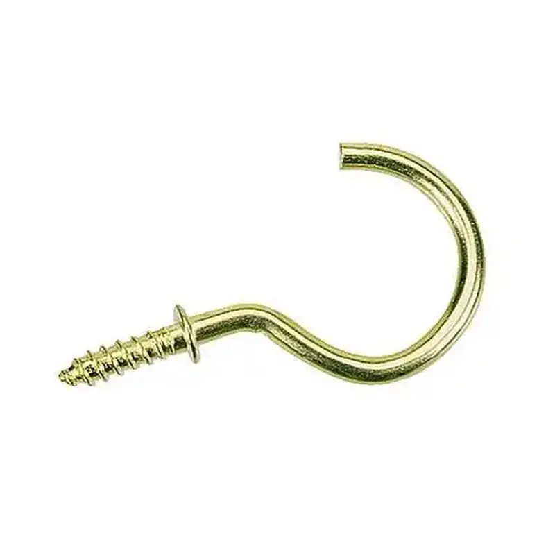 National Hardware N119-685 Cup Hook, 0.39 in Opening, 1-1/2 in L, Brass, Solid Brass - pack of 4