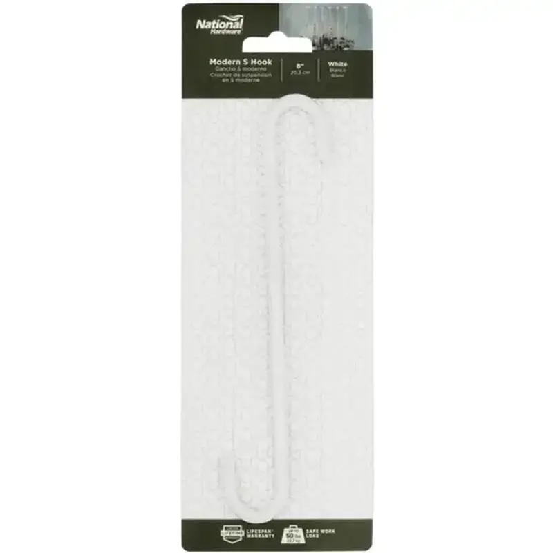 National Hardware N275-519 2649 8 In. White Steel Modern Large S-Hook Plant Hanger