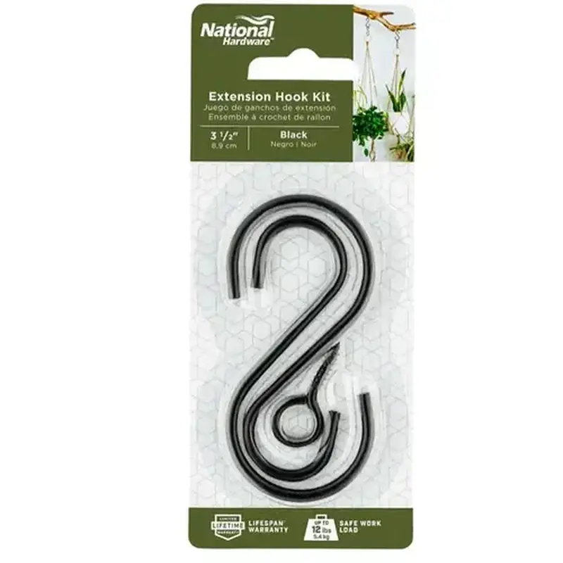 National Hardware N275149 V2665 3-1/2" Extension Hook Kit Black Finish