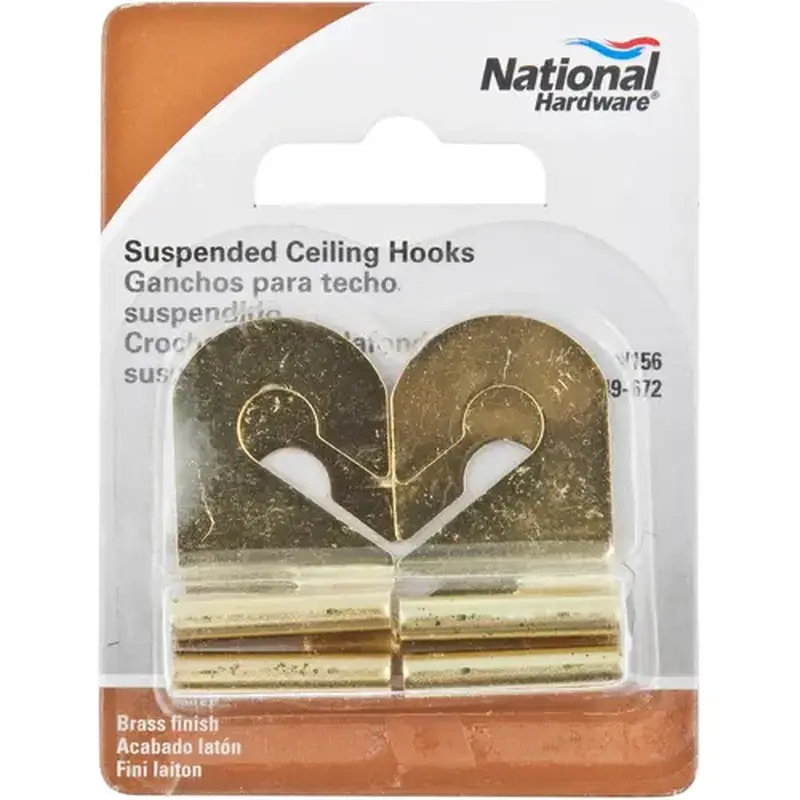 National Hardware N249672 V156 Suspended Ceiling Hook Brass Finish