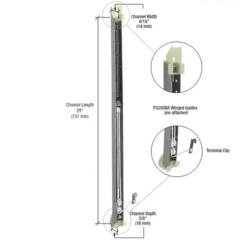 CRL FA2840GW 2840 Window Channel Balance with FS293BA Guides Attached