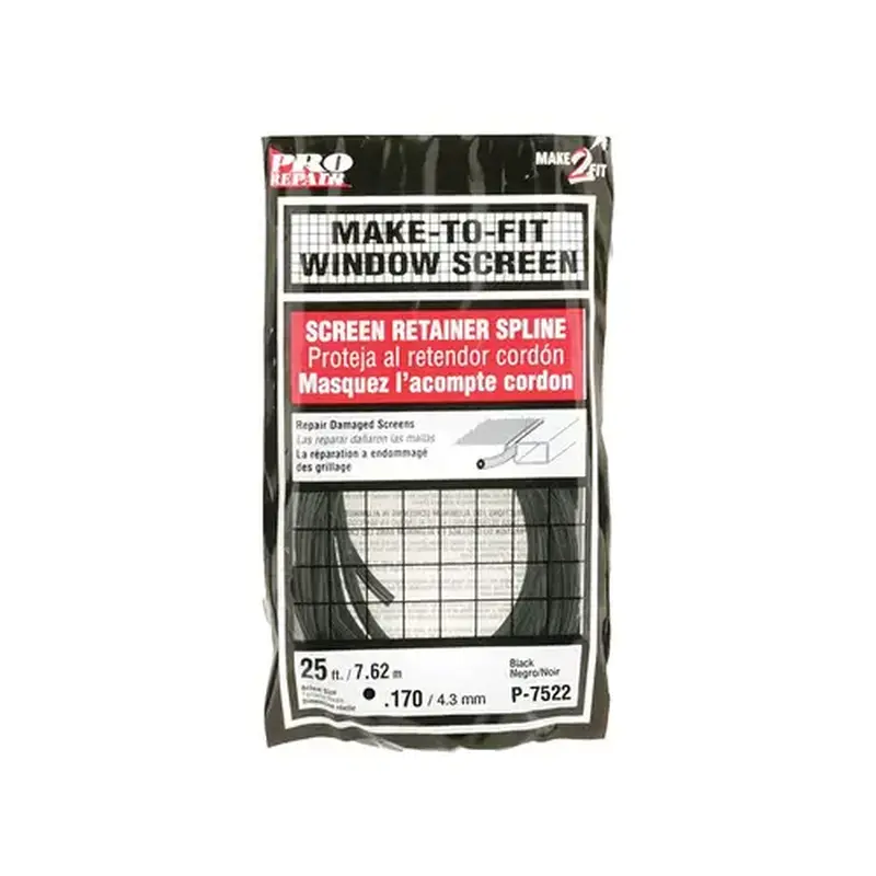 FHC P7522 Screen Retainer Spline - 0.170" - 25 Ft. - Black