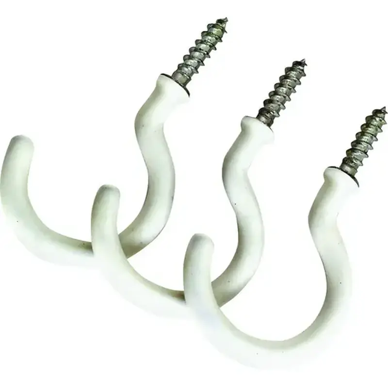 Landscapers Select GB0263L Storage Hook, 1-27/64 L, 2-3/4 in H, Steel, White, Wall Mount Mounting - pack of 3