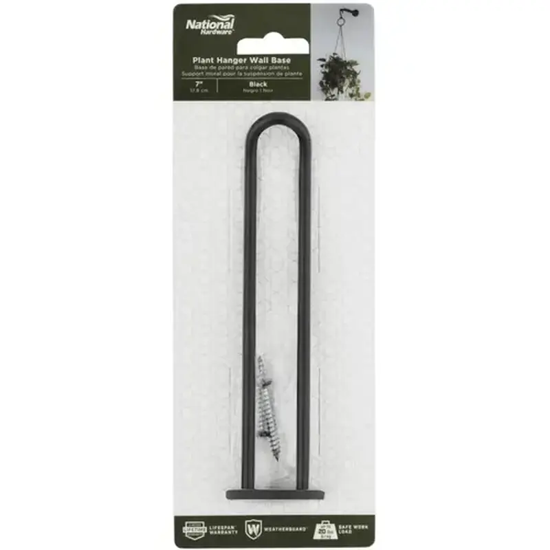 National Hardware N275-520 Plant Hanger Wall Base, Black, 20-Lb. Load, 7 In.