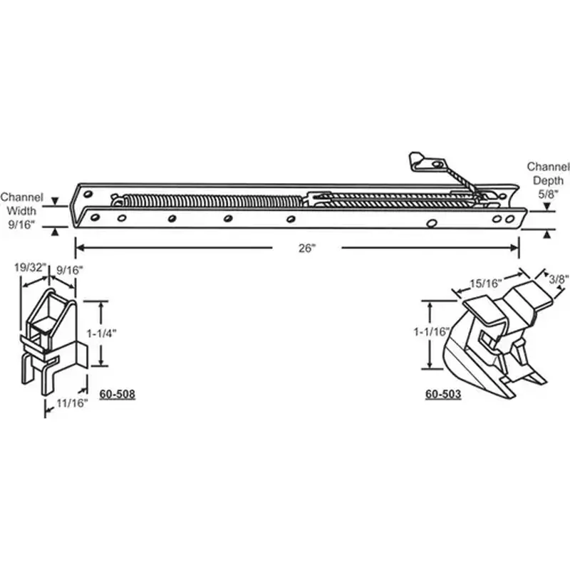 Brixwell 60-252-3 26in Window Channel Balance 9 To 15 Lbs Sash Weight hwB-Ce514-5/8B-2520 60-503a And 60-508a Attached
