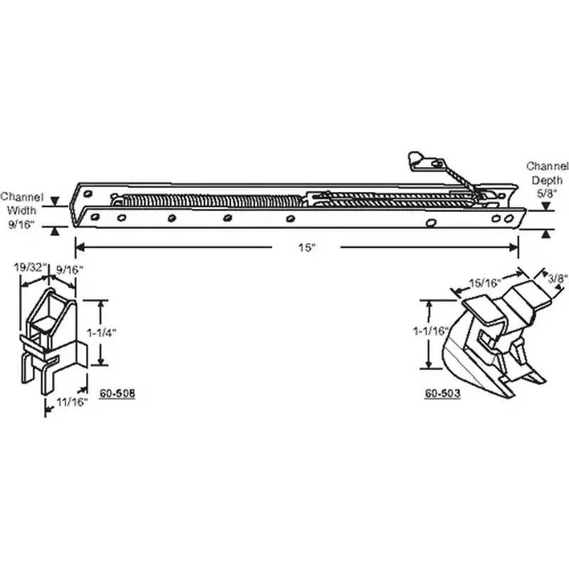 Brixwell 60-144-3 15in Window Channel Balance 12 To 13 Lbs Sash Weight hwB-Ce514-5/8B-1440 60-503a And 60-508a Attached