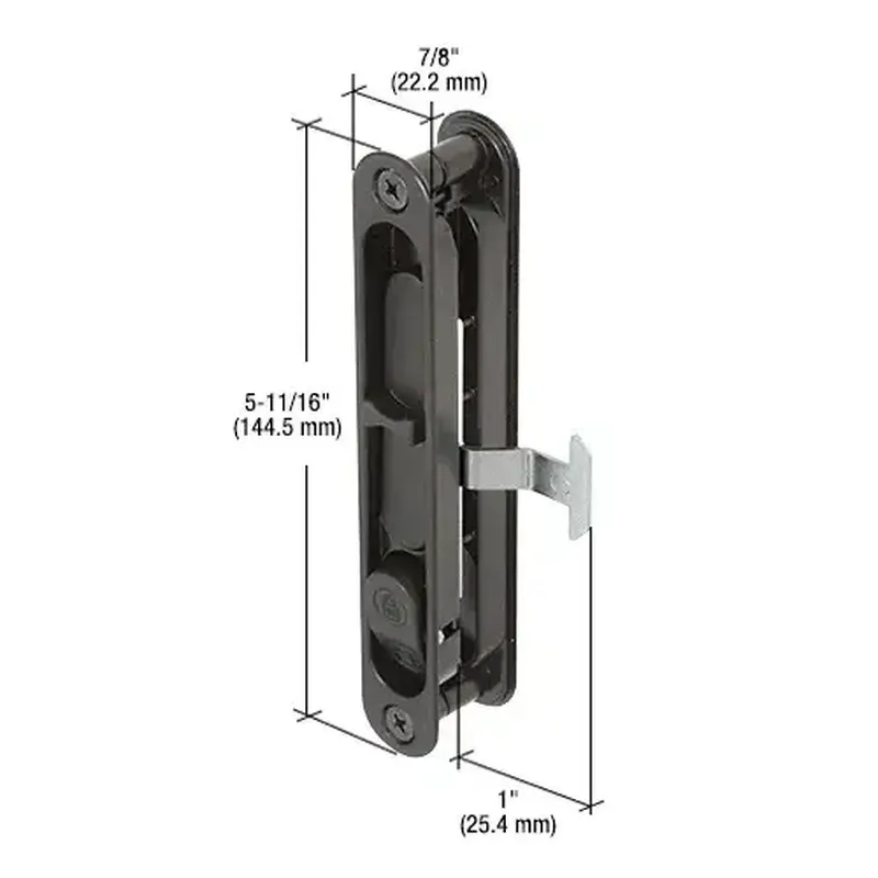 CRL A202 Black Sliding Screen Door Latch and Pull with 5-11/16" Screw Holes