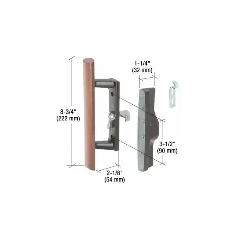 CRL C1241 Wood/Black Internal Keyed Lock Handle Set 3-1/2" Screw Holes