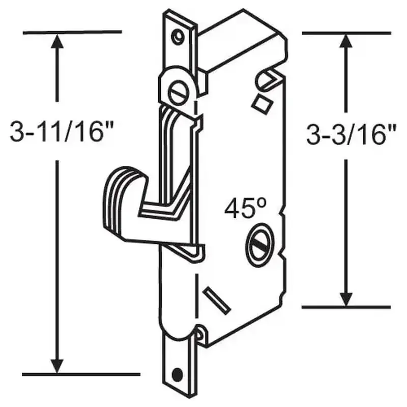 Brixwell 16-175 Mortise Lock Round Face 45-Degree With Hook Out pdh153