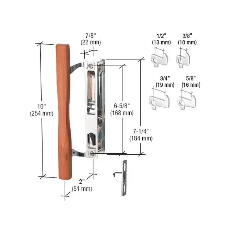 Prime-Line C1149 Wood/Chrome Flush Mount Keyed Handle Set 6-5/8" Screw Holes