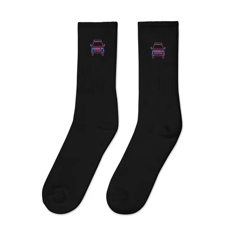 Friendly Face Embroidered SocksBlack / S/M