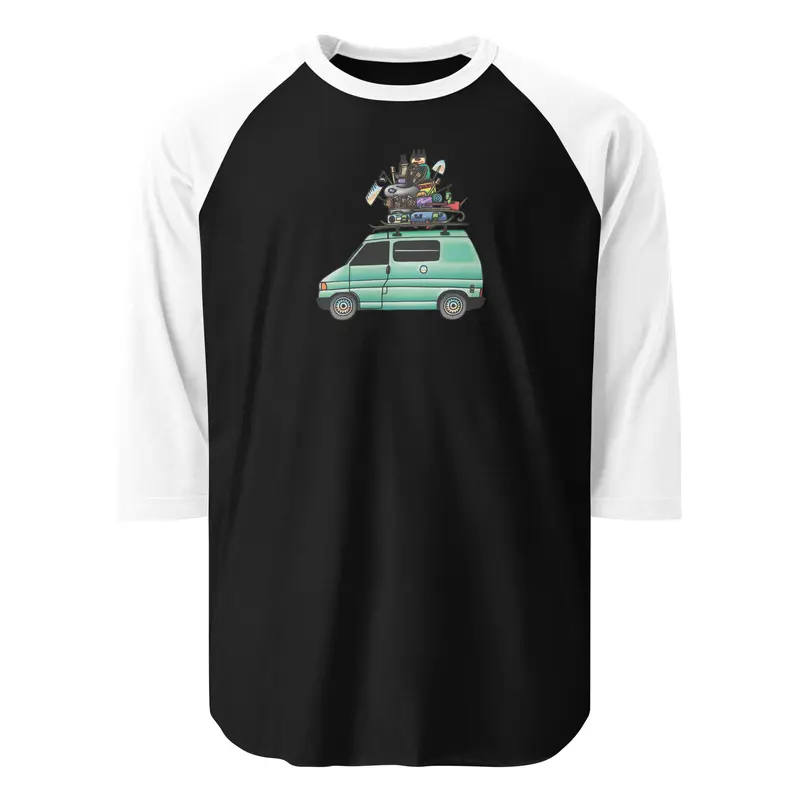 RAD Eurovan Raglan Baseball T-ShirtBlack / White / XS