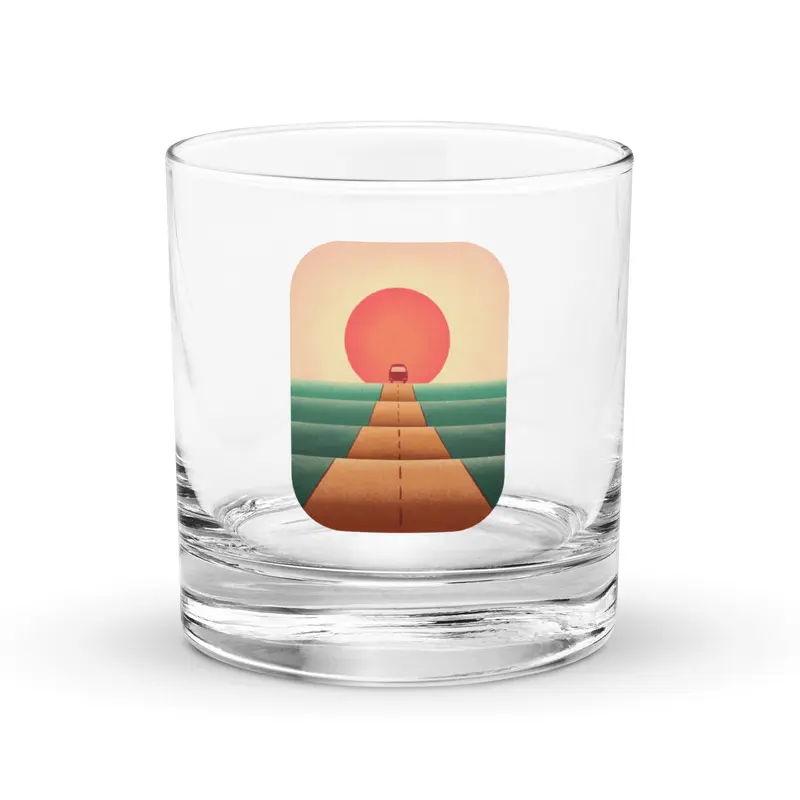 Sunset Road Rocks Glass