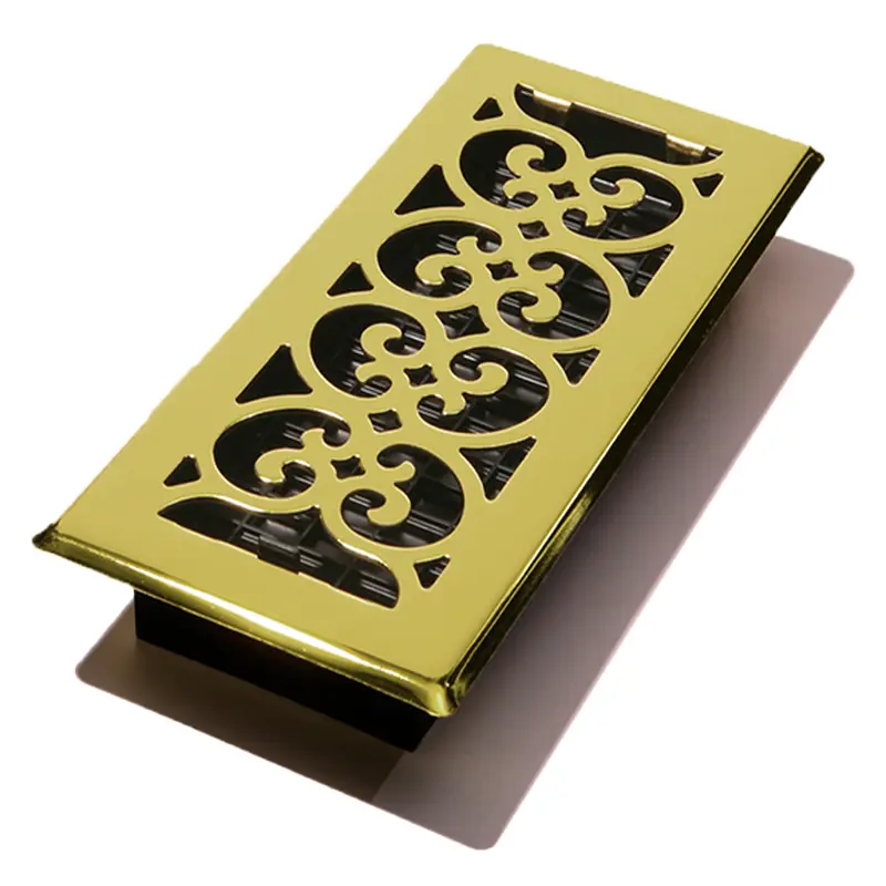 Decor Grates Steel Floor Register4x10 / Bright Brass / Steel