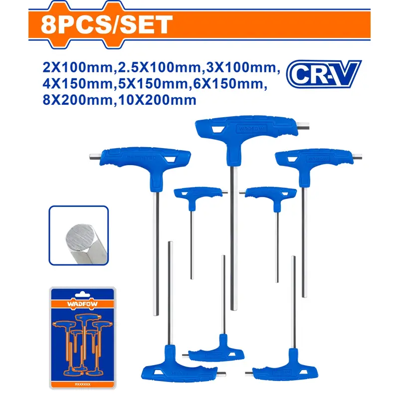 Wadfow 8 pcs T-Handle Hex Wrench Set