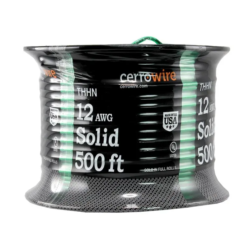 500 ft. 12/1 Green Solid THHN Wire12.3 / Green / 500