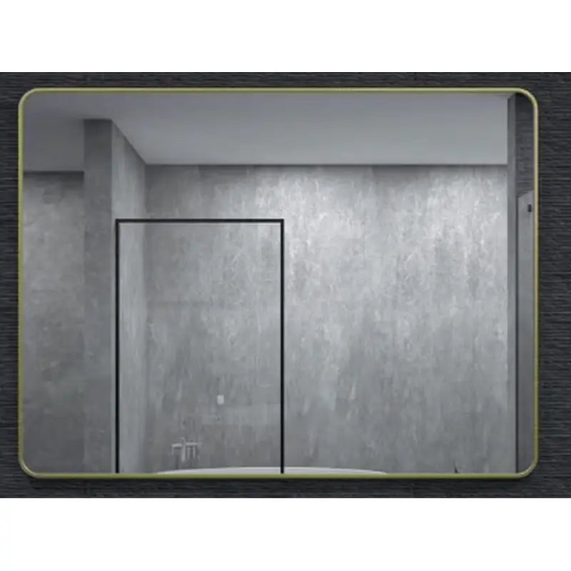 48 in. W x 36 in. H Rectangular Framed Wall Bathroom Vanity Mirror in Brass