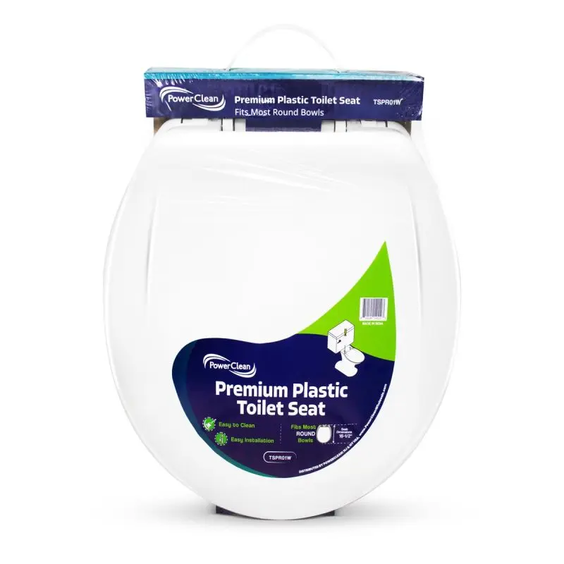 Power Clean Premium Plastic Toilet Seat For Round Bowls White16-1/2"