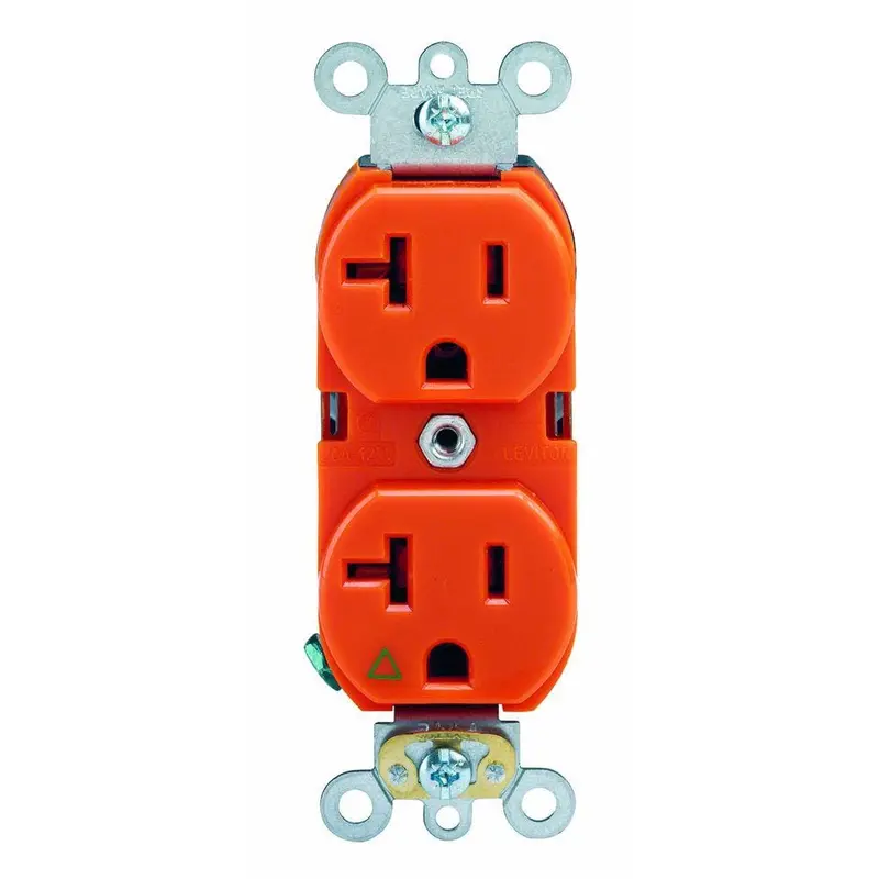 20 Amp Industrial Grade Heavy Duty Isolated Ground Duplex Outlet, OrangeGray / 0.234 / 1