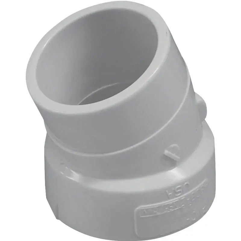Canplas 192562 Street Pipe Elbow, 2 in, Spigot x Hub, 22.5 deg Angle, PVC, White