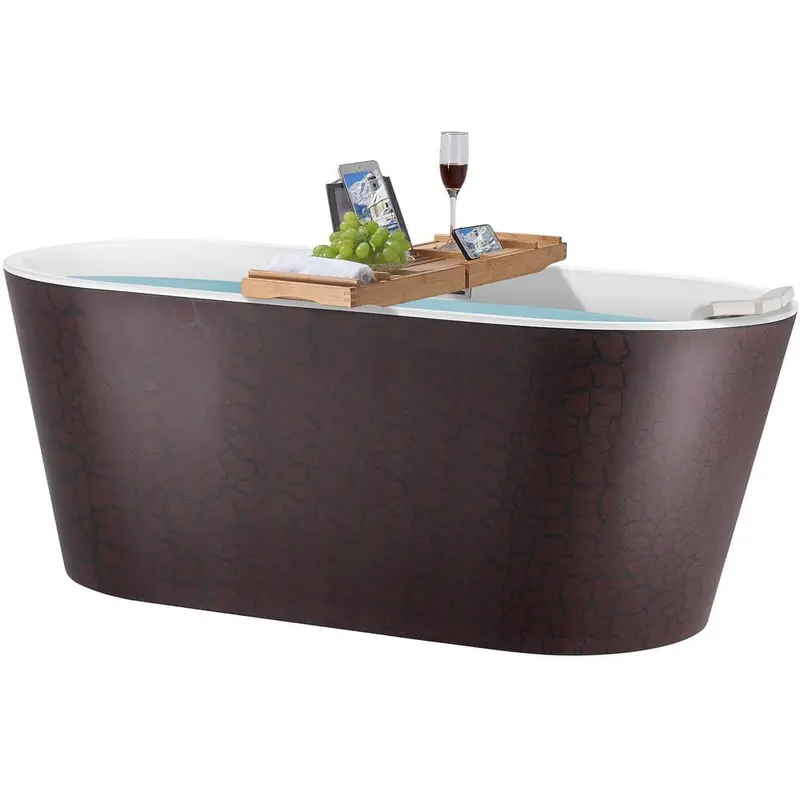 67 in. Acrylic Double Ended Flatbottom Non-Whirlpool Bathtub in Reddish Brown