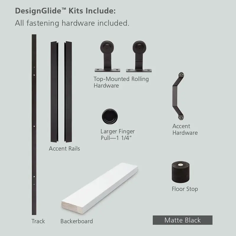72 in. DesignGlide Matte Black Soft-Close Barn Door Sliding Door Hardware Kit