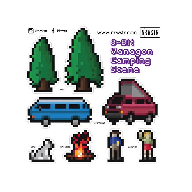 8-Bit Camping Sticker