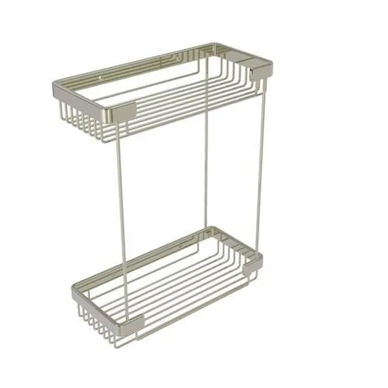 Allied Brass Double Tier Rectangular Toiletry Shower Basket in Polished Nickel