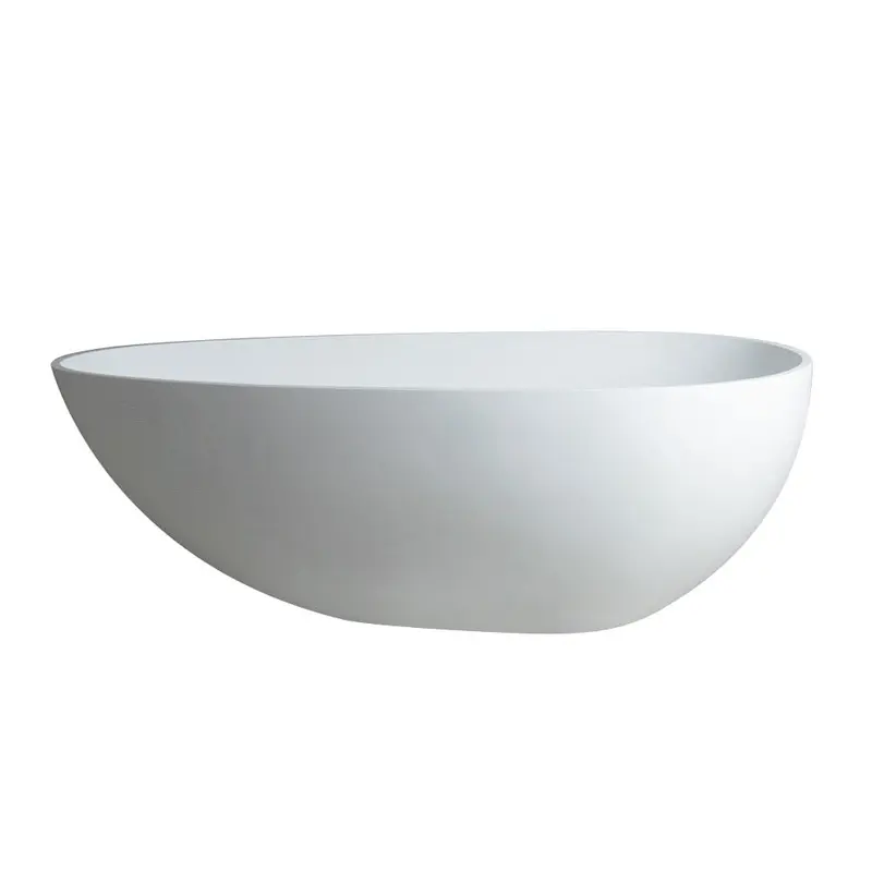Assignan 67 in. Solid Surface Flatbottom Freestanding Bathtub in White