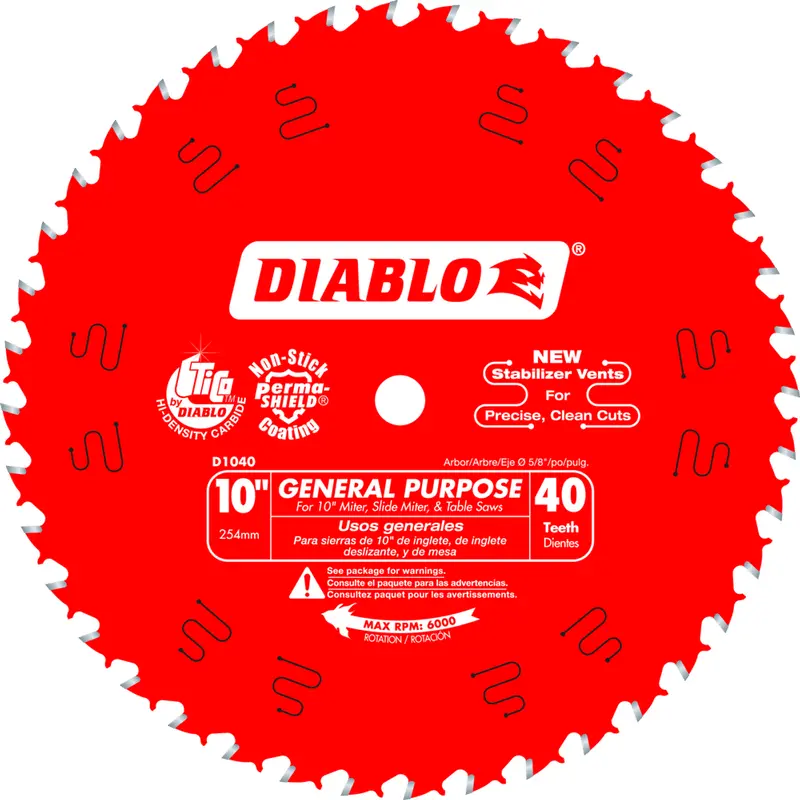 Diablo D1040X 10" x 40-Teeth General Purpose Saw Blade for Wood
