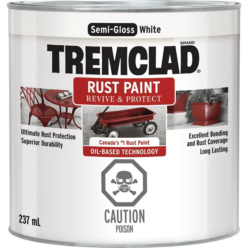 Tremclad 270S25X125 Rust Preventative Paint, Oil, Semi-Gloss, White, 237 mL, Can