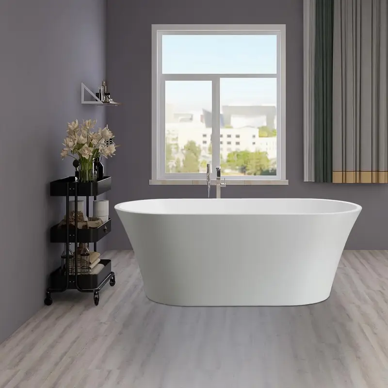 Antony 63 in. Acrylic Flatbottom Freestanding Bathtub in White