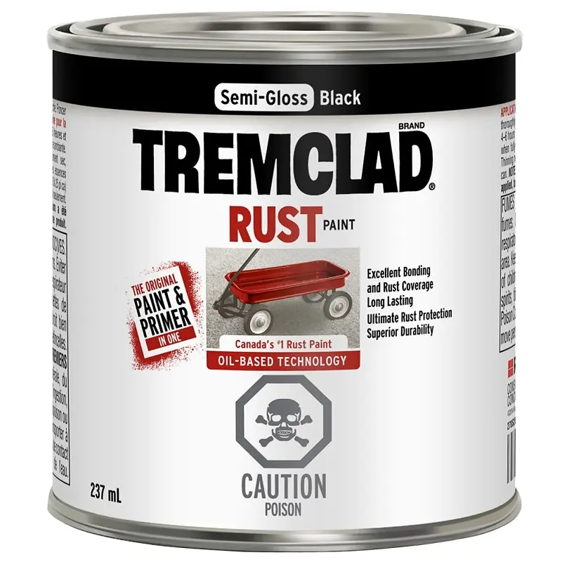 Tremclad 270S26X125 Rust Preventative Paint, Oil, Semi-Gloss, Black, 237 mL, Can