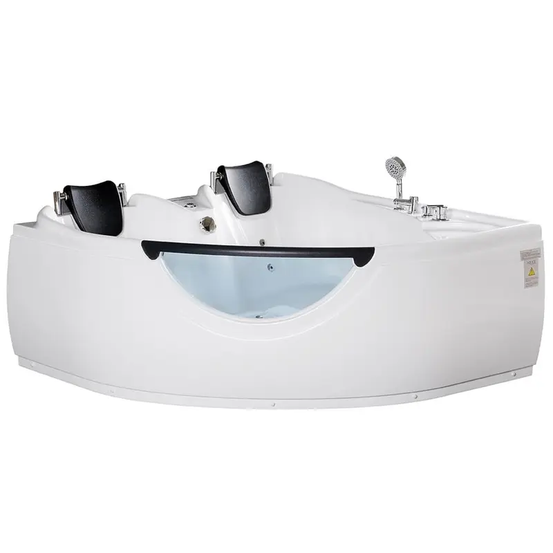 60 in. Center Drain Corner Alcove Whirlpool Bathtub in White