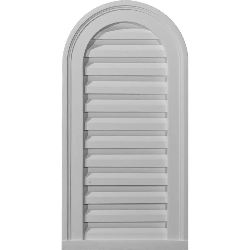 22 in. x 32 in. Round Top Primed Polyurethane Paintable Gable Louver Vent5.14 / each