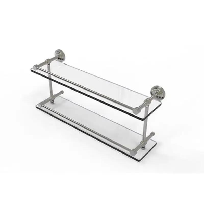 Allied Brass Dottingham Satin Nickel 2-Tier Brass Wall Mount Bathroom Shelf