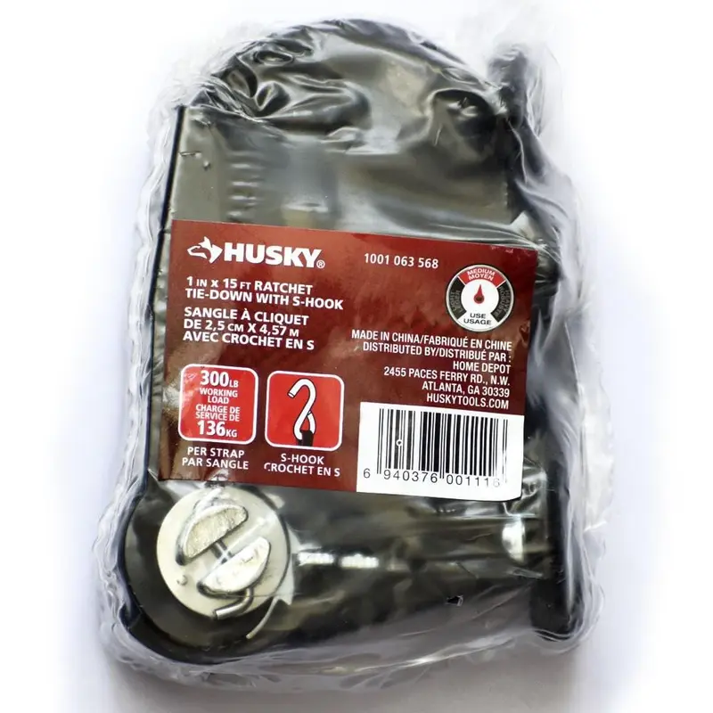 15 ft. x 1 in. Ratchet Tie Down with S-Hook