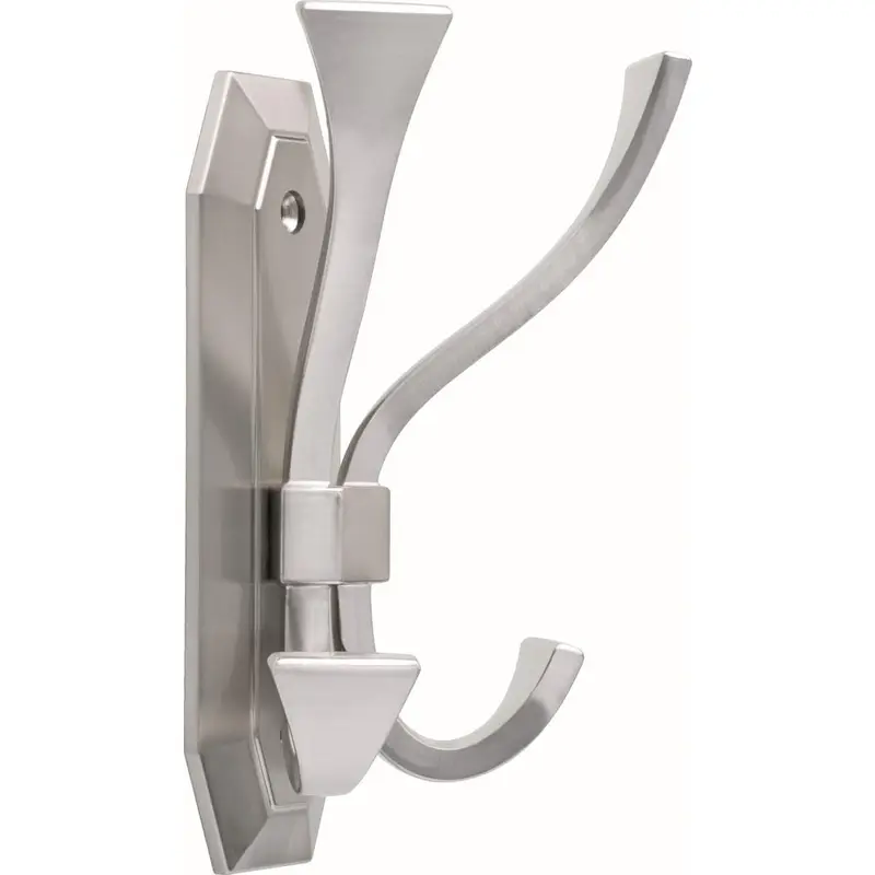 5-3/8 in. Satin Nickel Oversized Beveled Double HookSatin Nickel / .96 / 1
