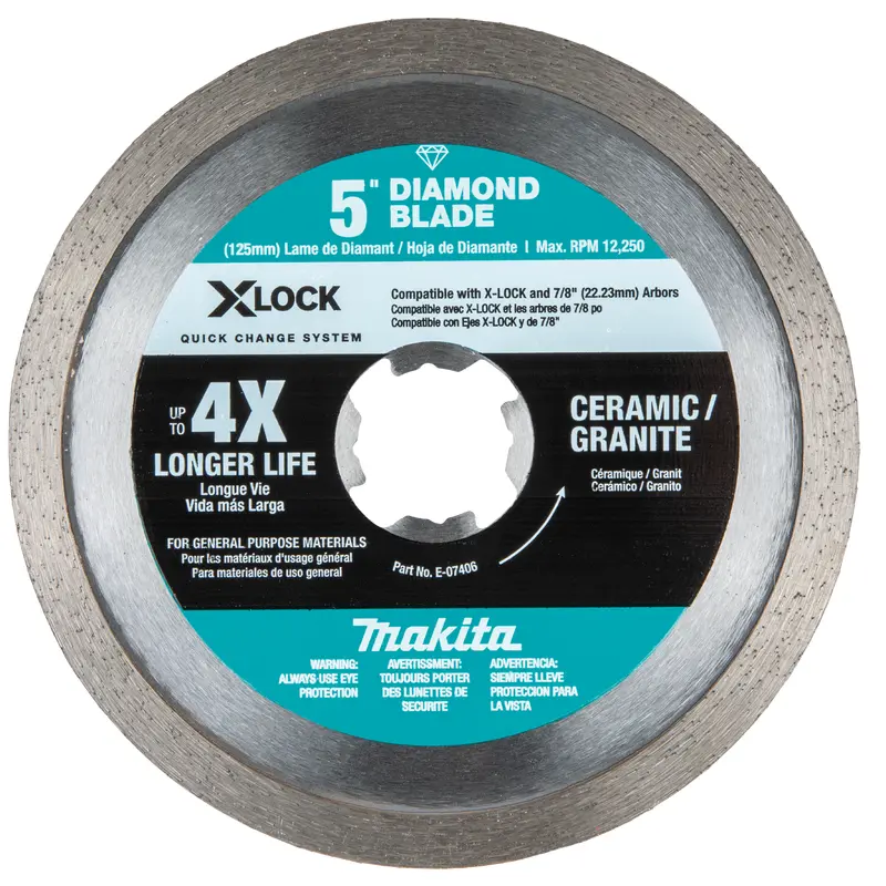 Makita E-07406 XLOCK 5" Continuous Rim Diamond Blade for Ceramic and Granite Cutting