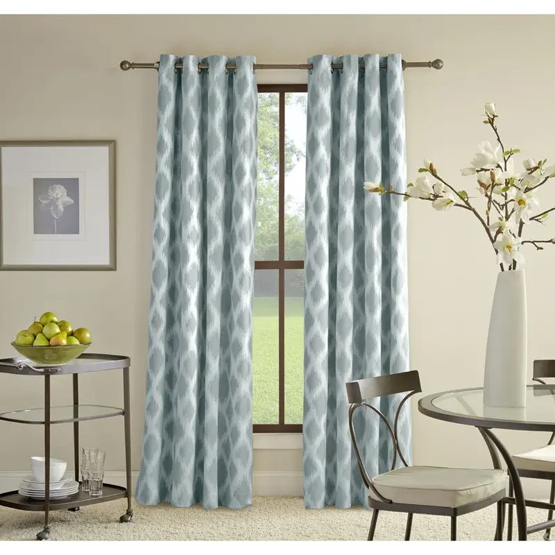 allen   roth Bookner 84-in Blue Cotton Light Filtering Single Curtain PanelBlue