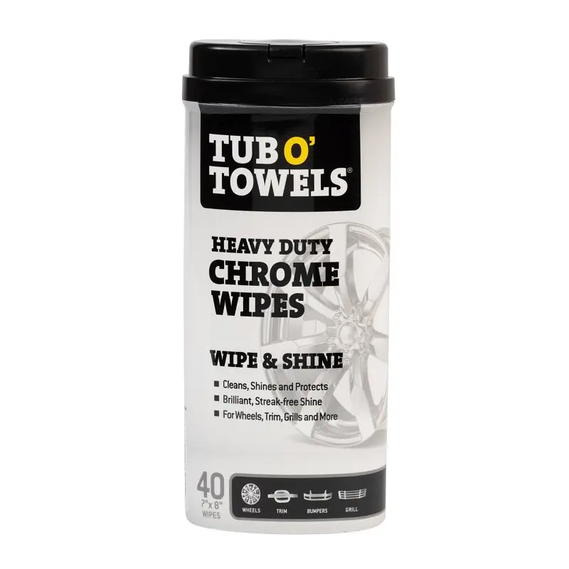 Tub O'Towels TW40-CHR Heavy-Duty Wipes, 8 in L, 7 in W, 40 -Wipes