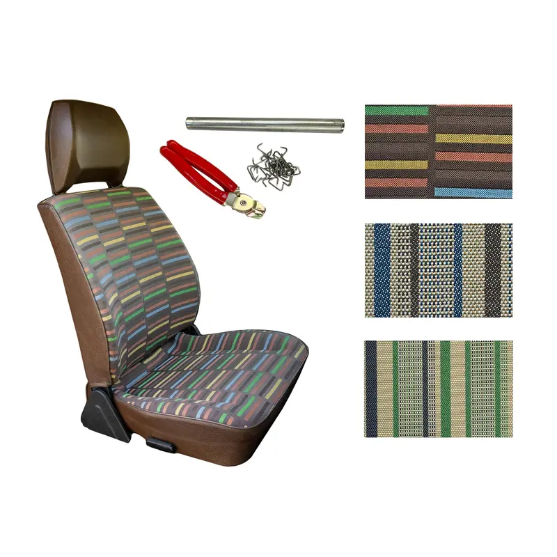Custom Front Seat Upholstery [Early Vanagon Camper]Boogie Woogie - Brown/Multicolor