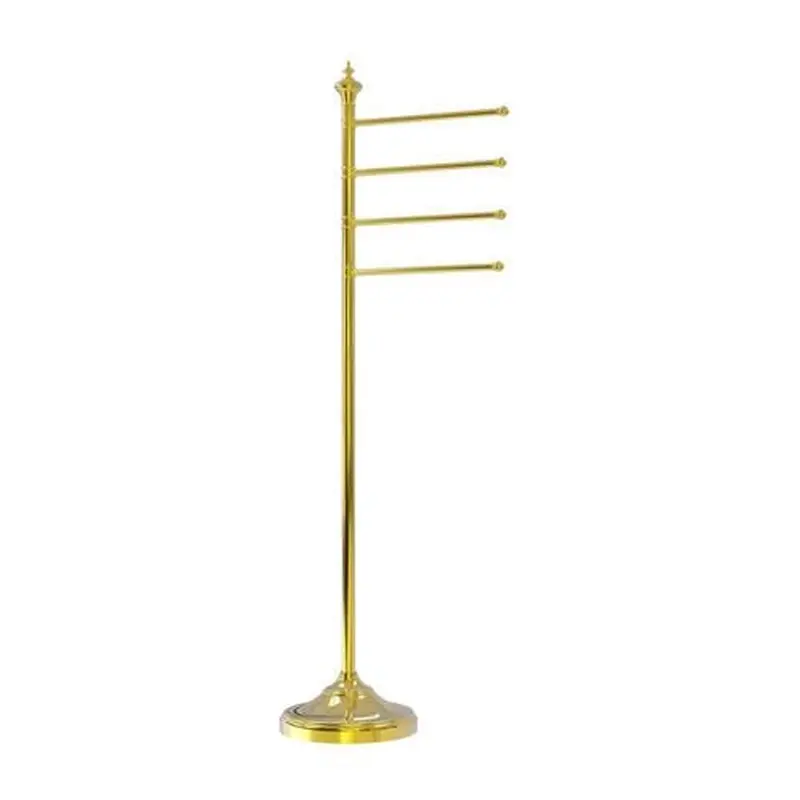 Allied Brass Floor Standing 4 Pivoting Swing Arm Towel Holder in Polished Brass