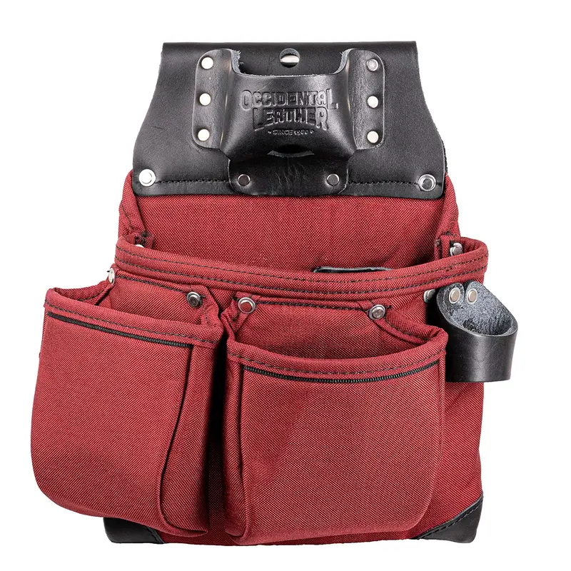 OCCIDENTAL LEATHER R8018DB OxyLights 3 Pouch Tool Bag  Red and Black