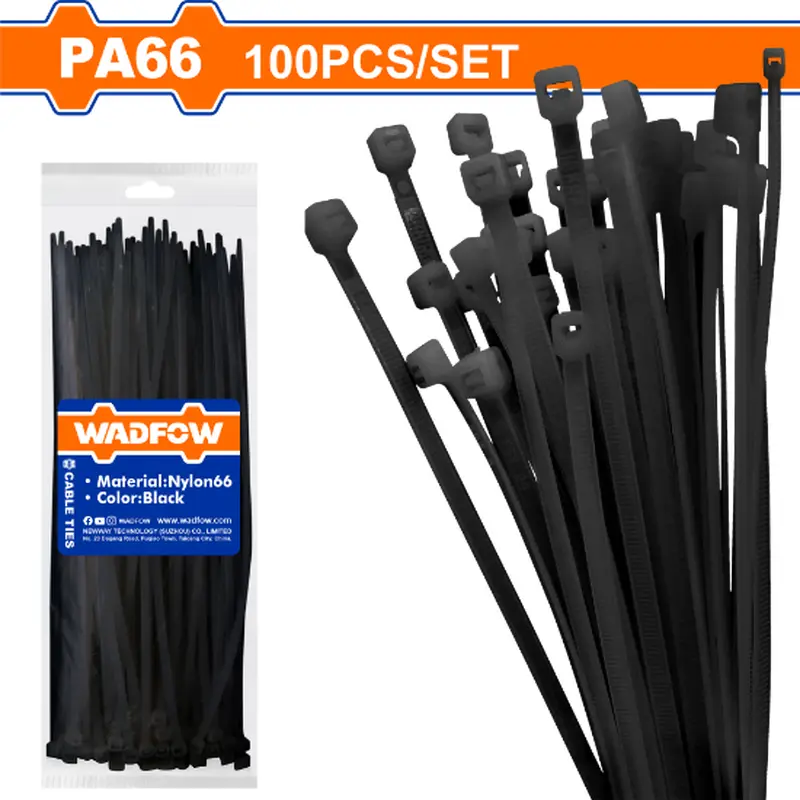WADFOW Black Nylon Cable Ties 100pcs