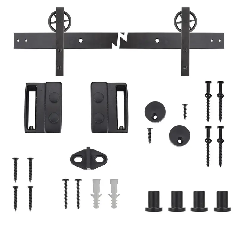 72 in. Dark Oil-Rubbed Bronze Wagon Wheel Decorative Barn Door Track and Hardware Kit