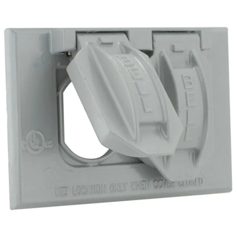Hubbell 5180-5 Cover, 2-13/16 in L, 4-9/16 in W, Metal, Gray, Powder-Coated