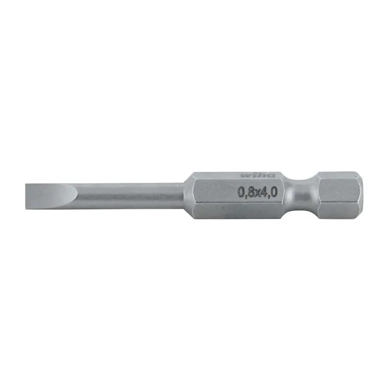 Wiha Slotted Power Bit 4.0 x .8 x 50mm Pack of 10 Bits