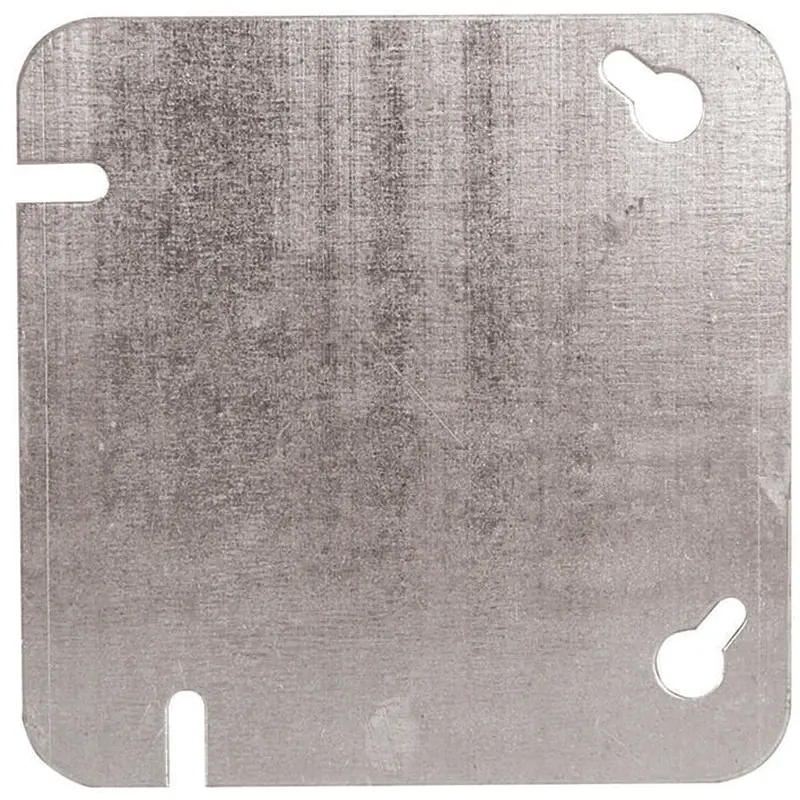 Hubbell 52C1BAR Flat Blank Utility Box Cover, 4 in L, 4 in W, Square, Steel, Galvanized